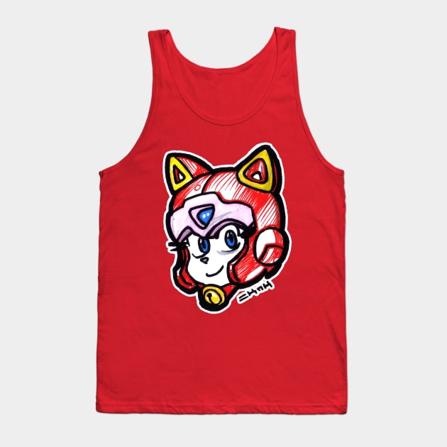 Polly Esther Samurai Pizza Cat Tank Top by sketchnkustom